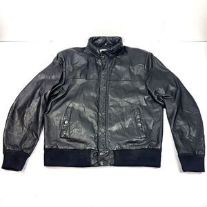 Saddlery Cooper Men's Genuine Leather Bomber Jacket Black Size 42